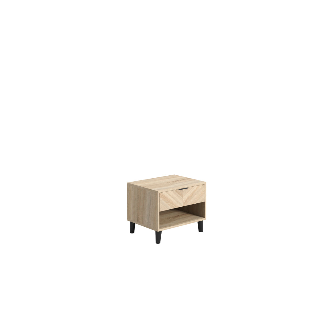 Stockholm Chevron Light Wood Bedside Table | 1 Drawer